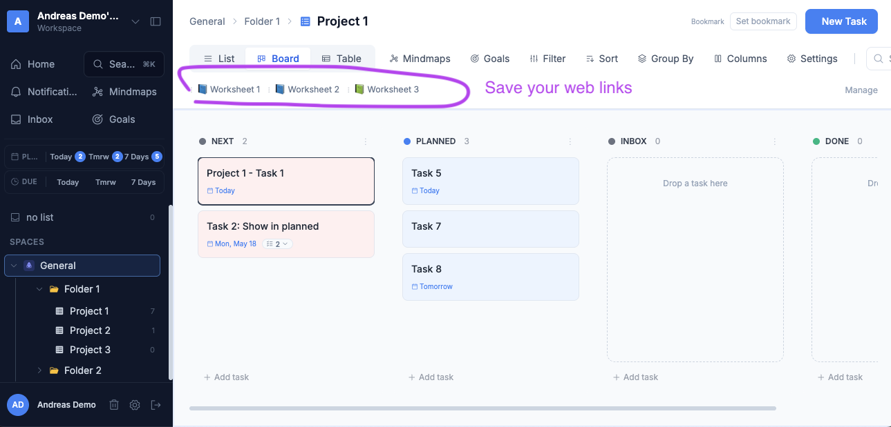 Save weblinks in TaskFlow